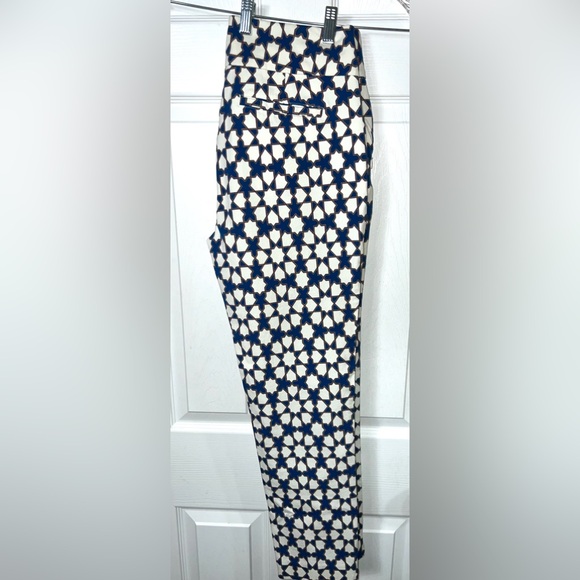(NWOT)Soft Surroundings Pants Patterned Blue/Ivory/Gold Straight Leg Mid Rise S - Picture 2 of 3